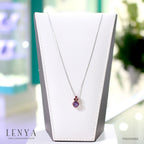 LENYA จี้พลอยอเมทิสต์ (Amethyst) สีม่วง ประดับทับทิม สีชมพู   ตัวเรือนเงินแท้ชุบพิ้งค์โกลด์(Pink Gold)