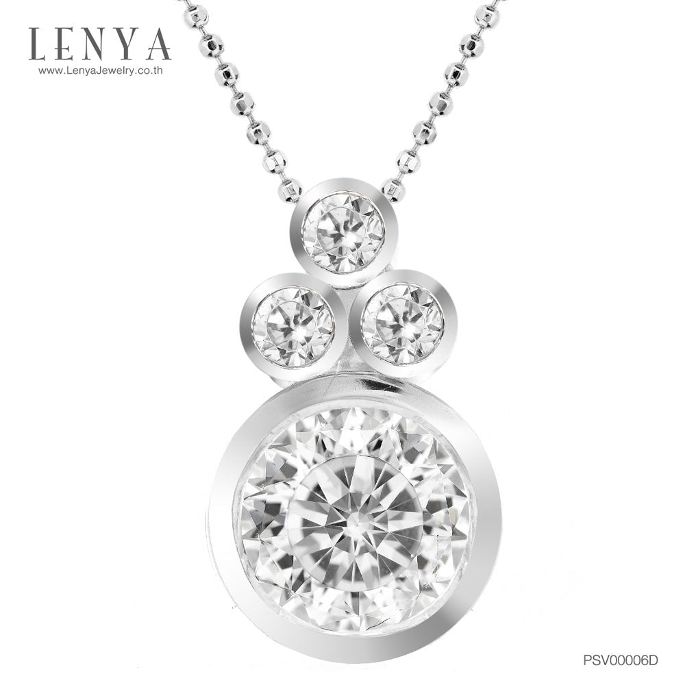 LENYA จี้ CZ จาก Swarovski เสริมลุคเรียบหรู ขนาด 6.50 มิล ตัวเรือนเงินแท้925 ชุบทองคำขาว