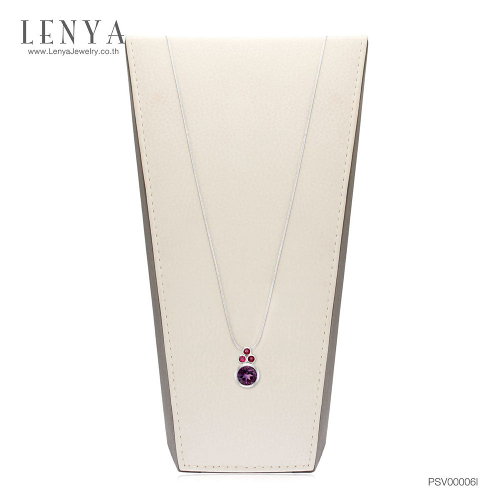 LENYA  จี้เงินแท้ ประดับพลอยอเมทิสต์ และทับทิม