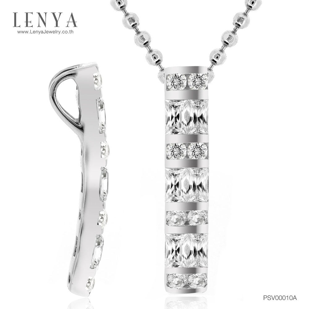 LENYA จี้ CZ  DiamondLike ดีไซน์เรียบหรูเสริมลุคเด่น ขนาด 4 มิล ตัวเรือนเงินแท้925 ชุบทองคำขาว