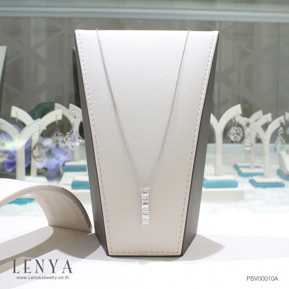LENYA จี้ CZ  DiamondLike ดีไซน์เรียบหรูเสริมลุคเด่น ขนาด 4 มิล ตัวเรือนเงินแท้925 ชุบทองคำขาว