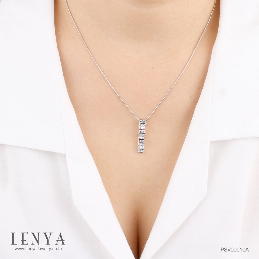 LENYA จี้ CZ  DiamondLike ดีไซน์เรียบหรูเสริมลุคเด่น ขนาด 4 มิล ตัวเรือนเงินแท้925 ชุบทองคำขาว