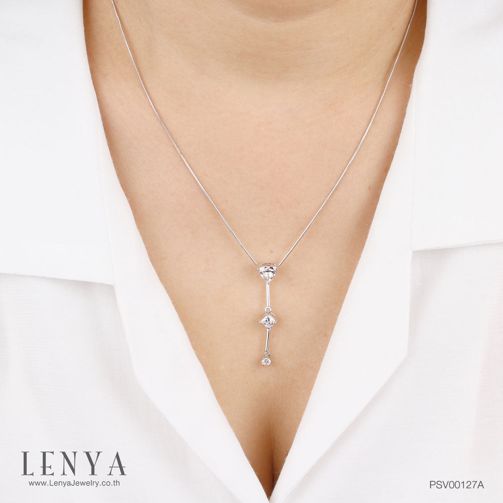 LENYA จี้ CZ DiamondLike เสริมลุคใส่สบายทุกวัน ขนาด 6 มิล ตัวเรือนเงินแท้925 ชุบทองคำขาว