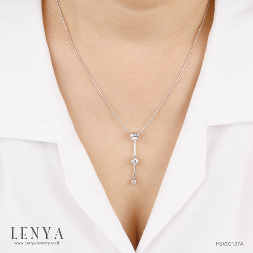 LENYA จี้ CZ DiamondLike เสริมลุคใส่สบายทุกวัน ขนาด 6 มิล ตัวเรือนเงินแท้925 ชุบทองคำขาว