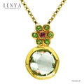 LENYA จี้เงินแท้ 925 ชุบทอง ประดับ อเมทีสต์สีเขียว(Green Amethyst) ซาโวไรท์(Tsavorite) และ ทับทิม(Ruby)