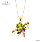 LENYA จี้เพอริดอท(Peridot) ดีไซน์รูปแมงปอน่ารักสุดๆ เหมาะสำหรับมอบให้เป็นของขวัญ ตัวเรือนเงินแท้ชุบทอง 18k ขัดเงา