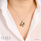 LENYA จี้เพอริดอท(Peridot) ดีไซน์รูปแมงปอน่ารักสุดๆ เหมาะสำหรับมอบให้เป็นของขวัญ ตัวเรือนเงินแท้ชุบทอง 18k ขัดเงา