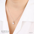 LENYA จี้ CZ  DiamondLike สี่เหลี่ยมเสริมลุคใส่สบาย ขนาด 7 มิล ตัวเรือนเงินแท้925ชุบทองคำขาว