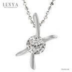 LENYA จี้เพชร DiamondLike 1 กะรัต ดีไซน์รูปตัว X เอกลักษณ์ที่ไม่ซ้ำใคร ตัวเรือนเงินแท้ชุบทองคำขาว