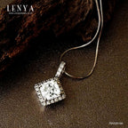 LENYA จี้ CZ DiamondLike ดีไซน์ทรงสี่เหลี่ยมเสริมลุคสุดหรู ขนาด 7  มิล ตัวเรือนเงินแท้925ชุบทองคำขาว