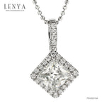 LENYA จี้ CZ DiamondLike ดีไซน์ทรงสี่เหลี่ยมเสริมลุคสุดหรู ขนาด 7  มิล ตัวเรือนเงินแท้925ชุบทองคำขาว