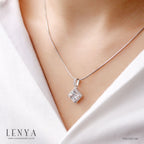 LENYA จี้ CZ DiamondLike ดีไซน์ทรงสี่เหลี่ยมเสริมลุคสุดหรู ขนาด 7  มิล ตัวเรือนเงินแท้925ชุบทองคำขาว