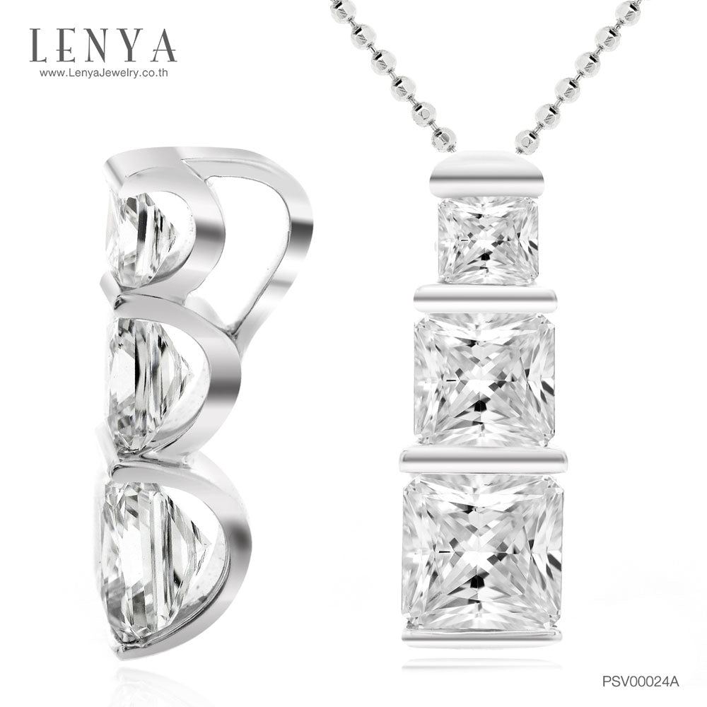 LENYA จี้ CZ  DiamondLike เสริมลุคสวยเก๋ได้ทุกงาน ขนาด 6.5 มิล ตัวเรือนเงินแท้925 ชุบทองคำขาว