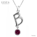 LENYA จี้เงินแท้ รูปตัวอักษรภาษาอังกฤษ B ประดับโกเมน