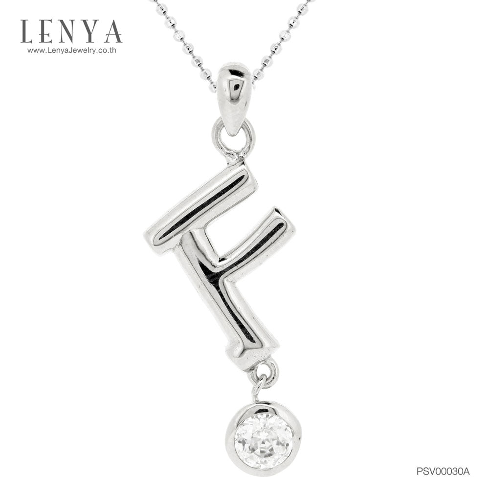 LENYA จี้ตัวอักษร ตัว F ตัวเรือนเงินแท้ชุบทองคำขาว ประดับเพชร DiamondLike
