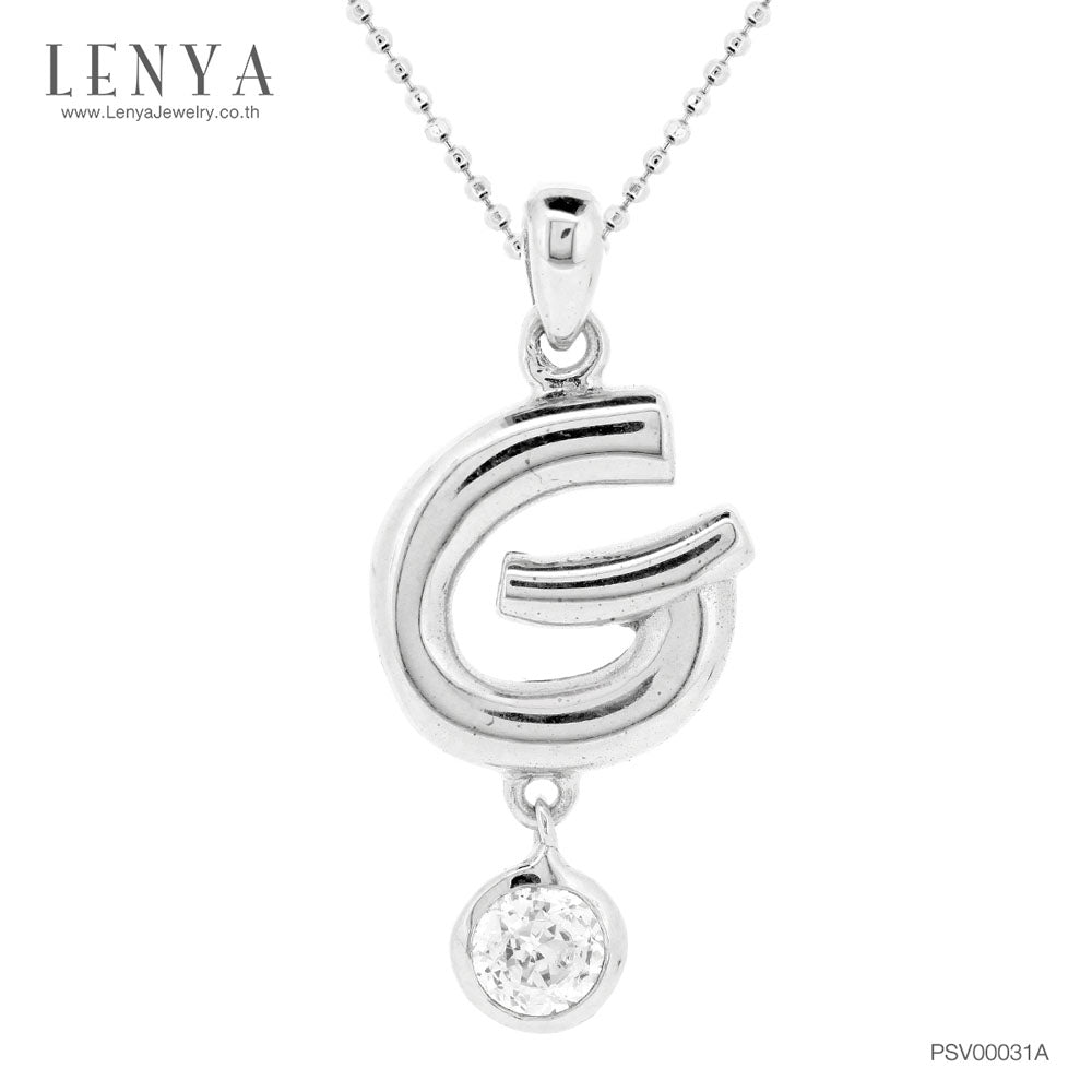 LENYA จี้ตัวอักษร ตัว G ตัวเรือนเงินแท้ชุบทองคำขาว ประดับเพชร DiamondLike