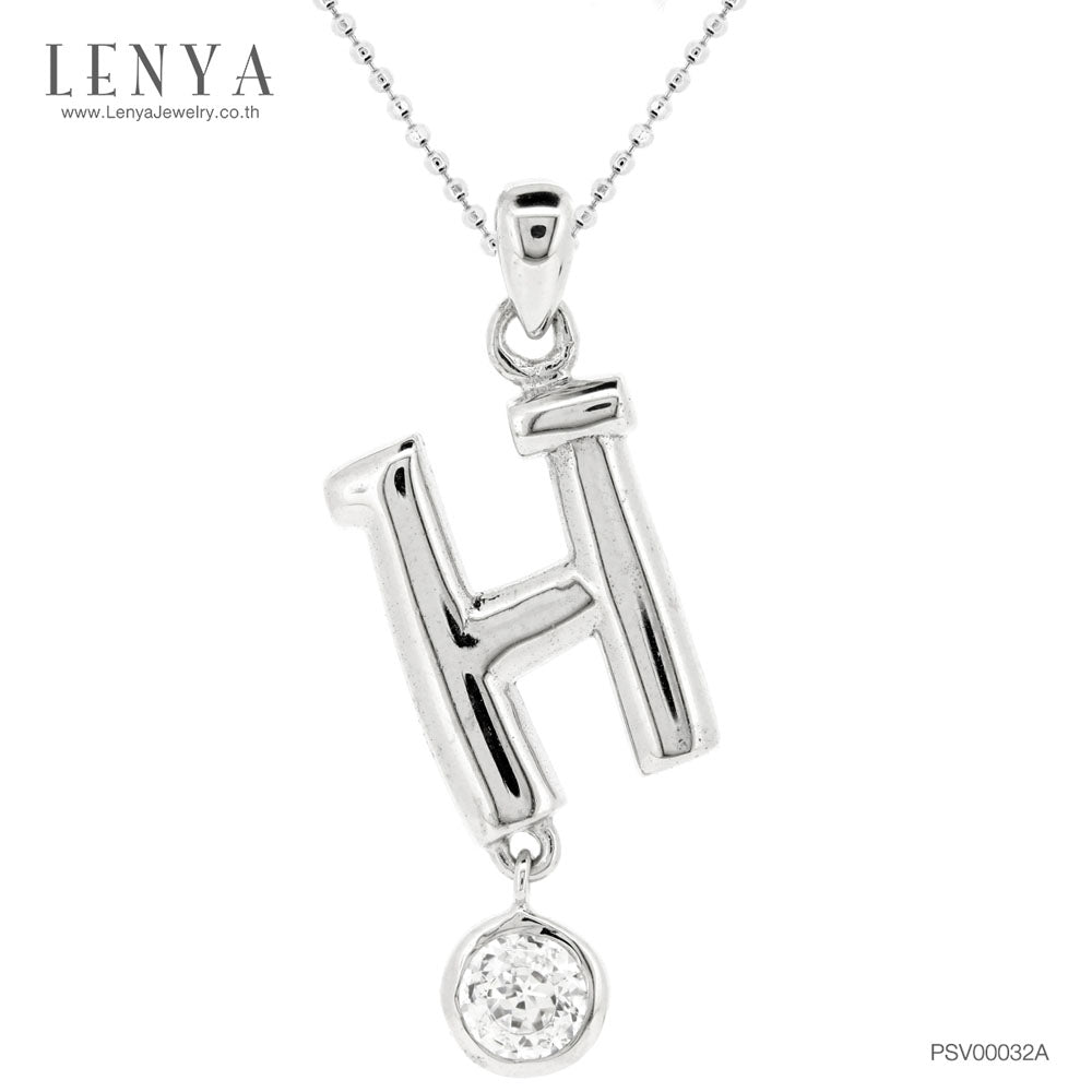 LENYA จี้ตัวอักษร ตัว H ตัวเรือนเงินแท้ชุบทองคำขาว ประดับเพชร DiamondLike