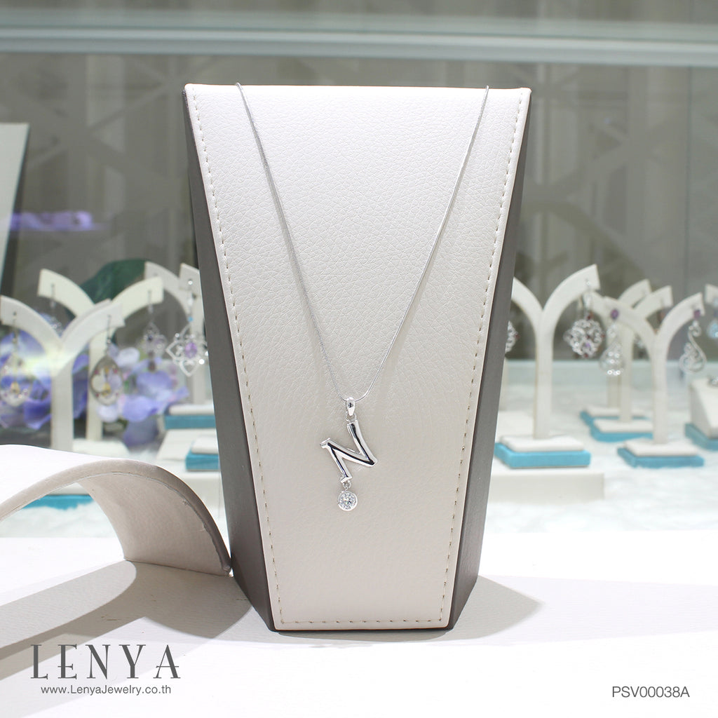 LENYA จี้ตัวอักษร ตัว N ตัวเรือนเงินแท้ชุบทองคำขาว ประดับเพชร DiamondLike