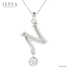 LENYA จี้ตัวอักษร ตัว N ตัวเรือนเงินแท้ชุบทองคำขาว ประดับเพชร DiamondLike