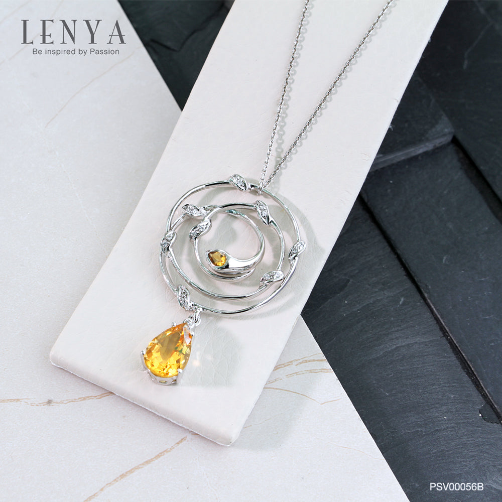 LENYA จี้พลอยซิทริน(Citrine) ดีไซน์น่ารักดูเก๋ไก๋ บนตัวเรือนเงินแท้ชุบทองคำขาว