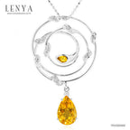 LENYA จี้พลอยซิทริน(Citrine) ดีไซน์น่ารักดูเก๋ไก๋ บนตัวเรือนเงินแท้ชุบทองคำขาว