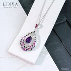 LENYA จี้เงินแท้ ประดับพลอยอเมทิสต์ ล้อมรอบด้วย ทับทิม สโมคกี้ควอตซ์ และ CZ