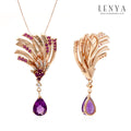 LENYA จี้ประดับอเมทิสต์(Amethyst) ทับทิม(Ruby) และเพชร DiamondLike บนตัวเรือนเงินแท้ชุบสีพิงค์โกลด์แท้