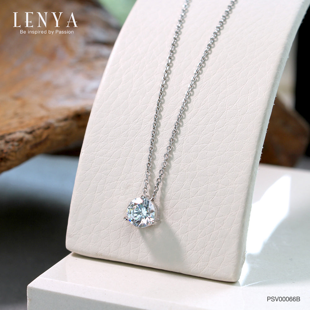 LENYA จี้ CZ จาก Swarovski เสริมลุคเรียบหรู ทรงกลม ขนาด 6 มิล ตัวเรือนเงินแท้925 ชุบทองคำขาว