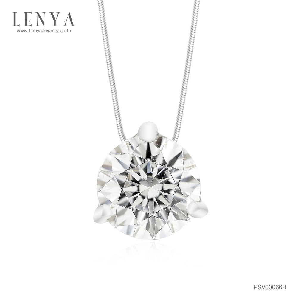 LENYA จี้ CZ จาก Swarovski เสริมลุคเรียบหรู ทรงกลม ขนาด 6 มิล ตัวเรือนเงินแท้925 ชุบทองคำขาว