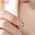 LENYA จี้ CZ จาก Swarovski เสริมลุคเรียบหรู ทรงกลม ขนาด 6 มิล ตัวเรือนเงินแท้925 ชุบทองคำขาว