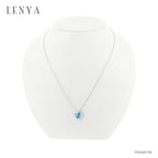 LENYA จี้ พลอยบลูโทแพซ เสริมความมั่นใจ ชัดเจน ปัญญา ขนาด 10 มิล  ตัวเรือนเงินแท้ 925 ชุบทองคำขาว