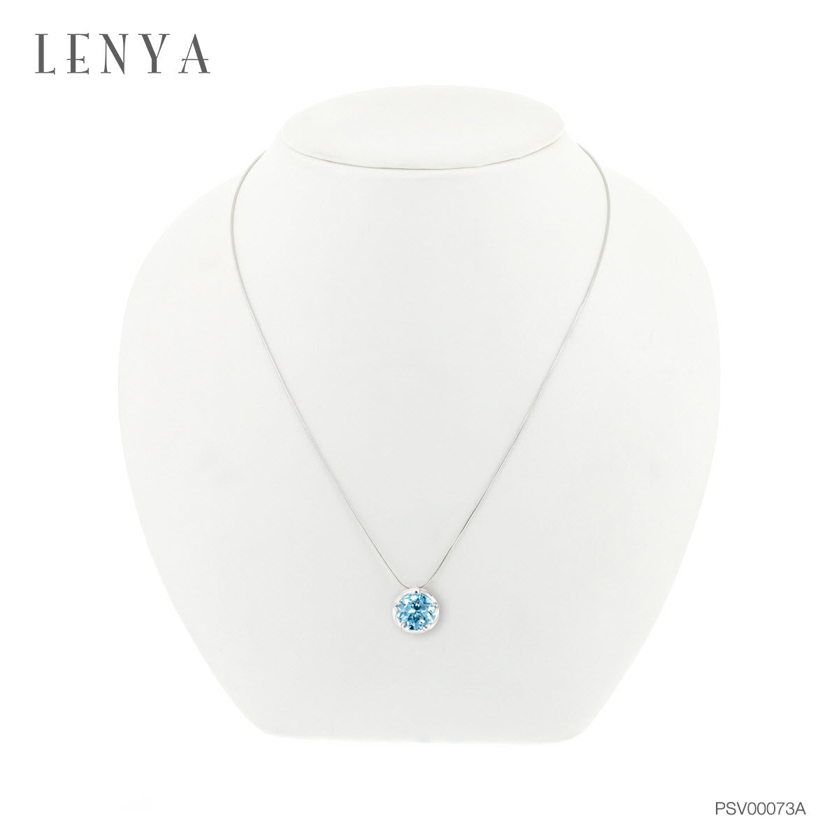 LENYA จี้ พลอยบลูโทแพซ เสริมความมั่นใจ ชัดเจน ปัญญา ขนาด 10 มิล  ตัวเรือนเงินแท้ 925 ชุบทองคำขาว