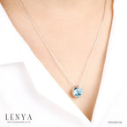 LENYA จี้ พลอยบลูโทแพซ เสริมความมั่นใจ ชัดเจน ปัญญา ขนาด 10 มิล  ตัวเรือนเงินแท้ 925 ชุบทองคำขาว