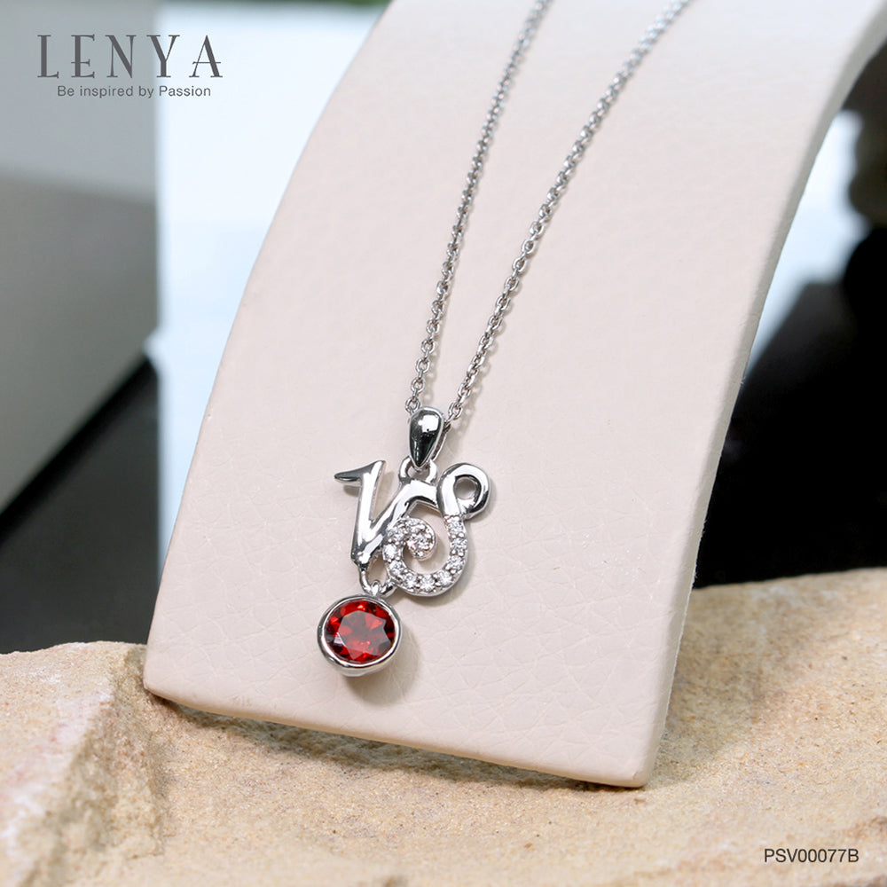 LENYA จี้พลอยโกเมน Zodiac ราศีมังกร เสริมด้านใจแกร่ง สำเร็จ มั่นคง ตัวเรือนเงินแท้925 ชุบทองคำขาว