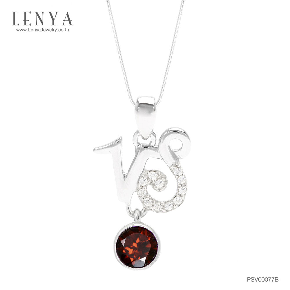 LENYA จี้พลอยโกเมน Zodiac ราศีมังกร เสริมด้านใจแกร่ง สำเร็จ มั่นคง ตัวเรือนเงินแท้925 ชุบทองคำขาว