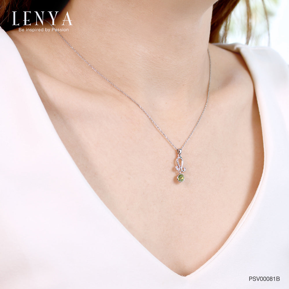 LENYA จี้ Zodiac พลอยเพอริดอท ราศีสิงห์เสริมโชคลาภ ความรักชีวิตมั่นคง ตัวเรือนเงิน925 ชุบทองคำขาว