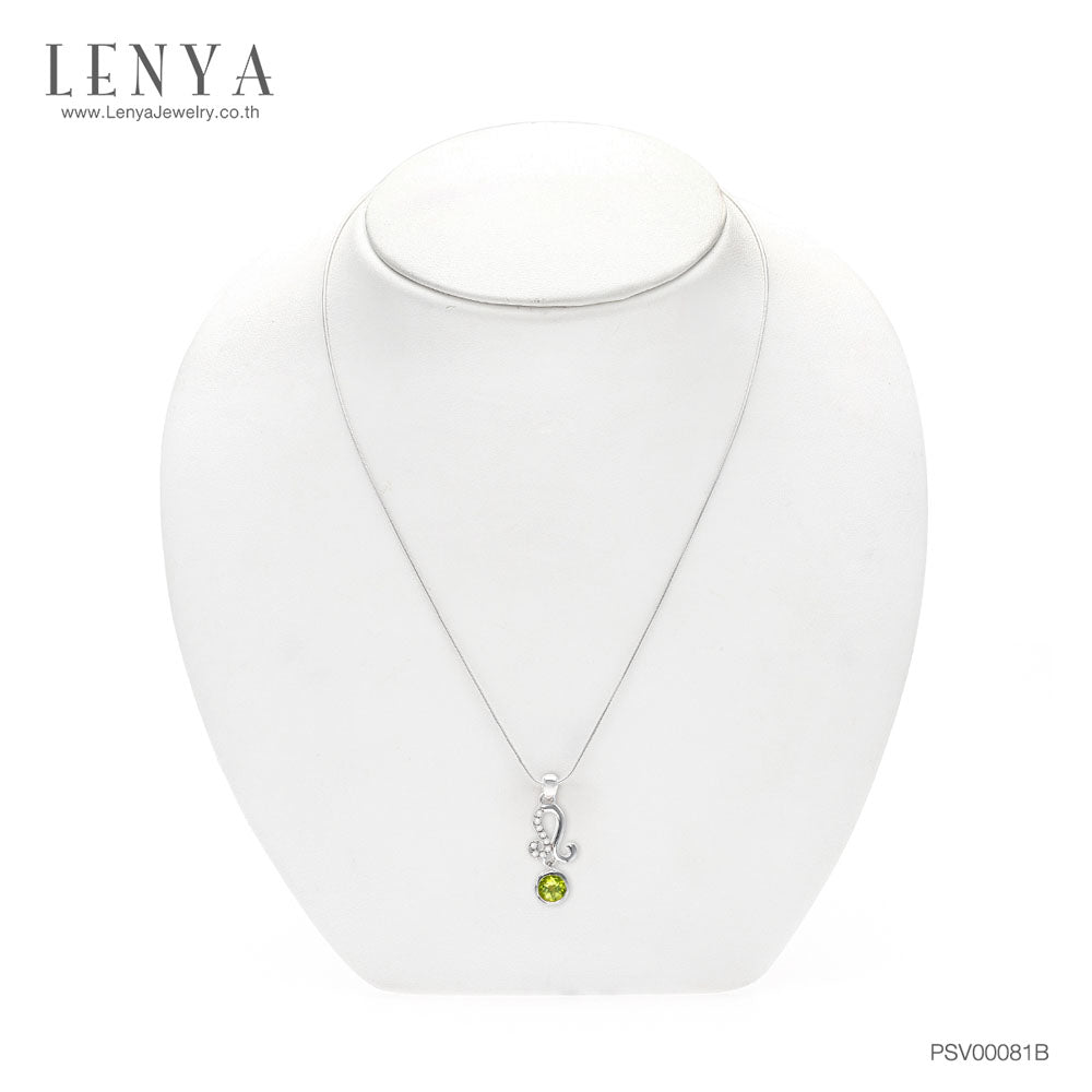 LENYA จี้ Zodiac พลอยเพอริดอท ราศีสิงห์เสริมโชคลาภ ความรักชีวิตมั่นคง ตัวเรือนเงิน925 ชุบทองคำขาว