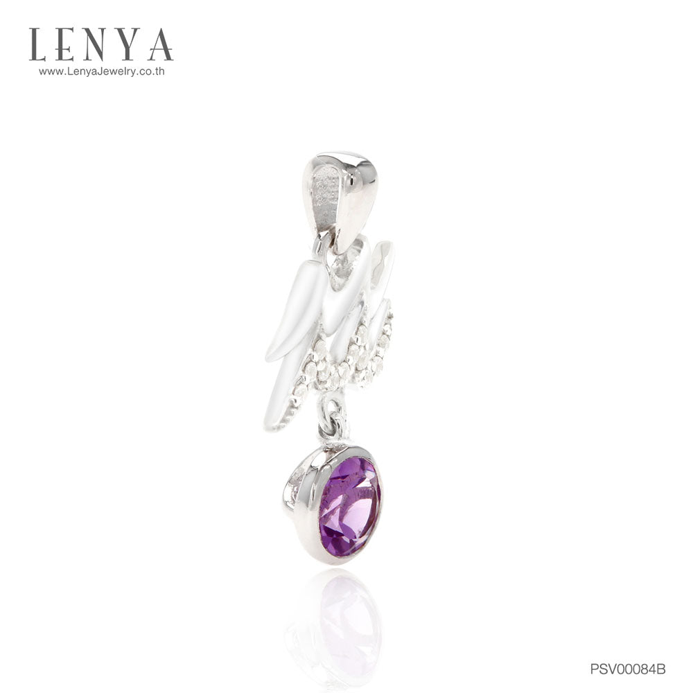 LENYA จี้ Zodiac พลอยอเมทิสต์ ราศีกุมภ์ เสริมความสงบ มีสติ มั่งคั่ง ตัวเรือนเงินแท้925 ชุบทองคำขาว