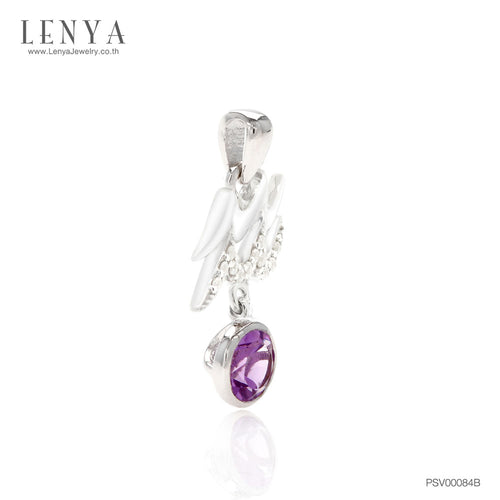 LENYA จี้ Zodiac พลอยอเมทิสต์ ราศีกุมภ์ เสริมความสงบ มีสติ มั่งคั่ง ตัวเรือนเงินแท้925 ชุบทองคำขาว