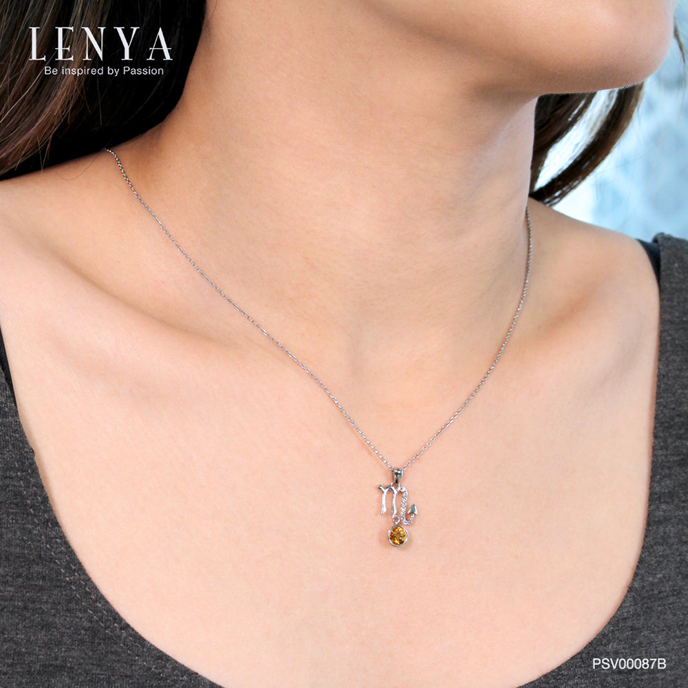 LENYA จี้ Zodiac พลอยซิทริน ราศีพิจิก ช่วยเรียกทรัพย์ สดใส พลังบวก ตัวเรือนเงินแท้925 ชุบทองคำขาว