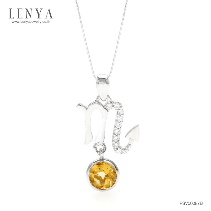 LENYA จี้ Zodiac พลอยซิทริน ราศีพิจิก ช่วยเรียกทรัพย์ สดใส พลังบวก ตัวเรือนเงินแท้925 ชุบทองคำขาว