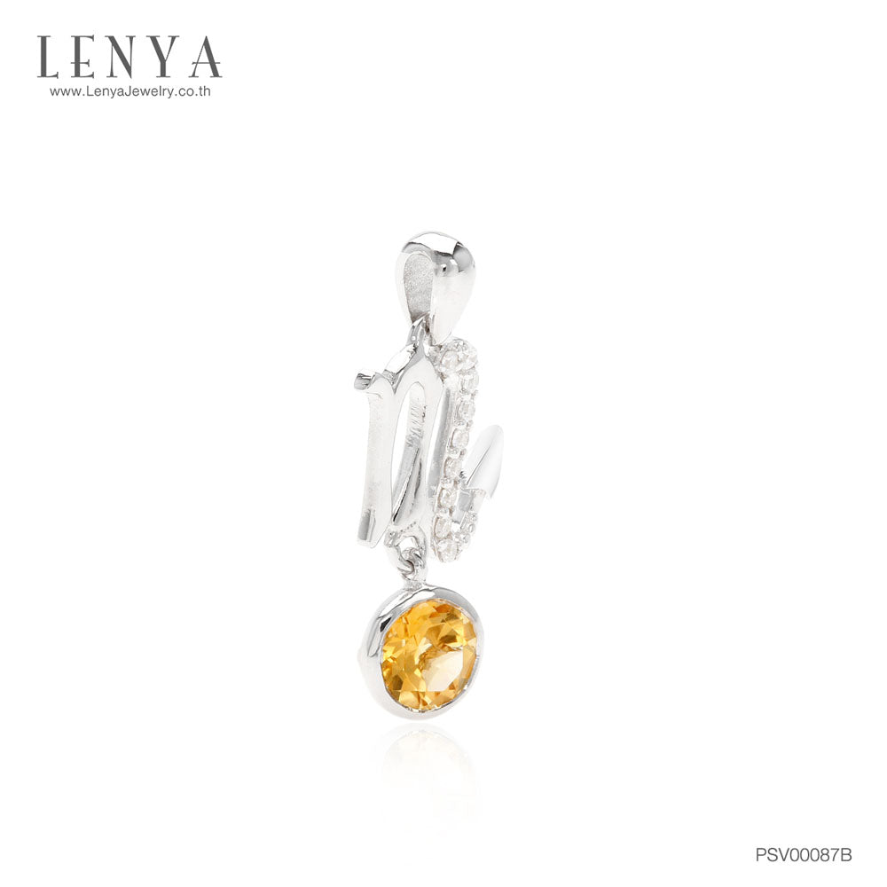 LENYA จี้ Zodiac พลอยซิทริน ราศีพิจิก ช่วยเรียกทรัพย์ สดใส พลังบวก ตัวเรือนเงินแท้925 ชุบทองคำขาว