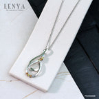 LENYA จี้เงินแท้ 925 ชุบทองขาว ประดับแซฟไฟร์สีเหลือง(Yellow Sapphire) แซฟไฟร์สีส้ม(Orange Sapphire) มีตัดลาย Texture ที่ตัวเรือน สวยไม่เหมือนใคร