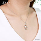 LENYA จี้เงินแท้ 925 ชุบทองขาว ประดับแซฟไฟร์สีเหลือง(Yellow Sapphire) แซฟไฟร์สีส้ม(Orange Sapphire) มีตัดลาย Texture ที่ตัวเรือน สวยไม่เหมือนใคร