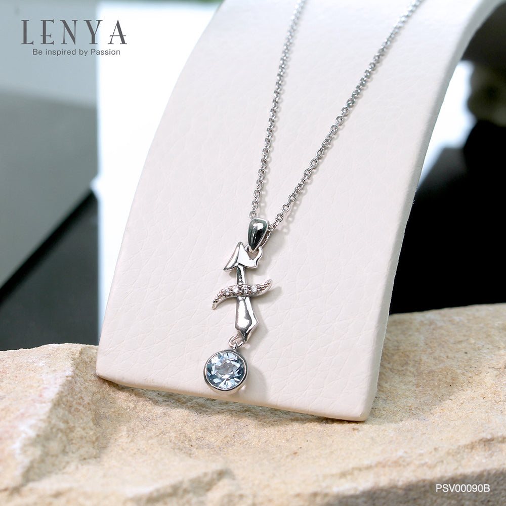 LENYAจี้ Zodiac พลอยบลูโทแพซ ราศีธนู เสริมความมั่นใจ ชัดเจน ปัญญา ตัวเรือนเงินแท้925 ชุบทองคำขาว