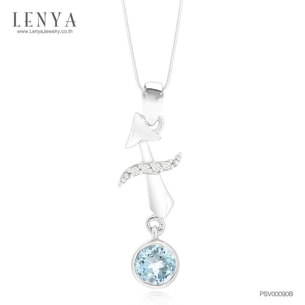 LENYAจี้ Zodiac พลอยบลูโทแพซ ราศีธนู เสริมความมั่นใจ ชัดเจน ปัญญา ตัวเรือนเงินแท้925 ชุบทองคำขาว