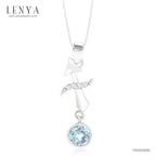 LENYAจี้ Zodiac พลอยบลูโทแพซ ราศีธนู เสริมความมั่นใจ ชัดเจน ปัญญา ตัวเรือนเงินแท้925 ชุบทองคำขาว