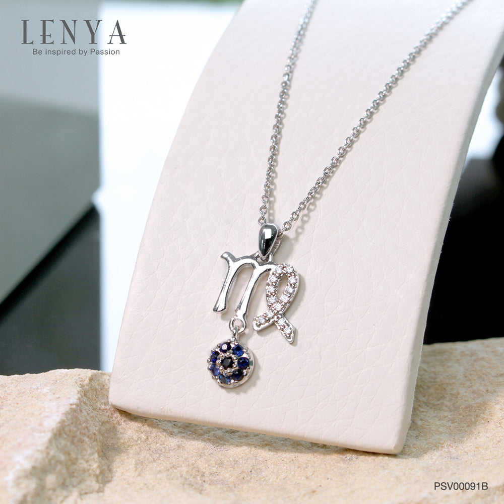 LENYA จี้ Zodiac พลอยไพลิน ประจำราศีกันย์ เสริมความรักและความสุข ตัวเรือนเงิน925 ชุบทองคำขาว