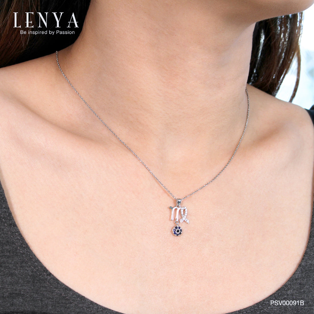 LENYA จี้ Zodiac พลอยไพลิน ประจำราศีกันย์ เสริมความรักและความสุข ตัวเรือนเงิน925 ชุบทองคำขาว