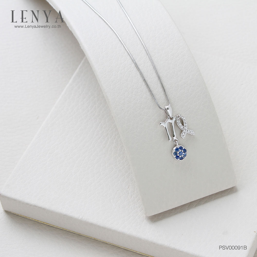LENYA จี้ Zodiac พลอยไพลิน ประจำราศีกันย์ เสริมความรักและความสุข ตัวเรือนเงิน925 ชุบทองคำขาว